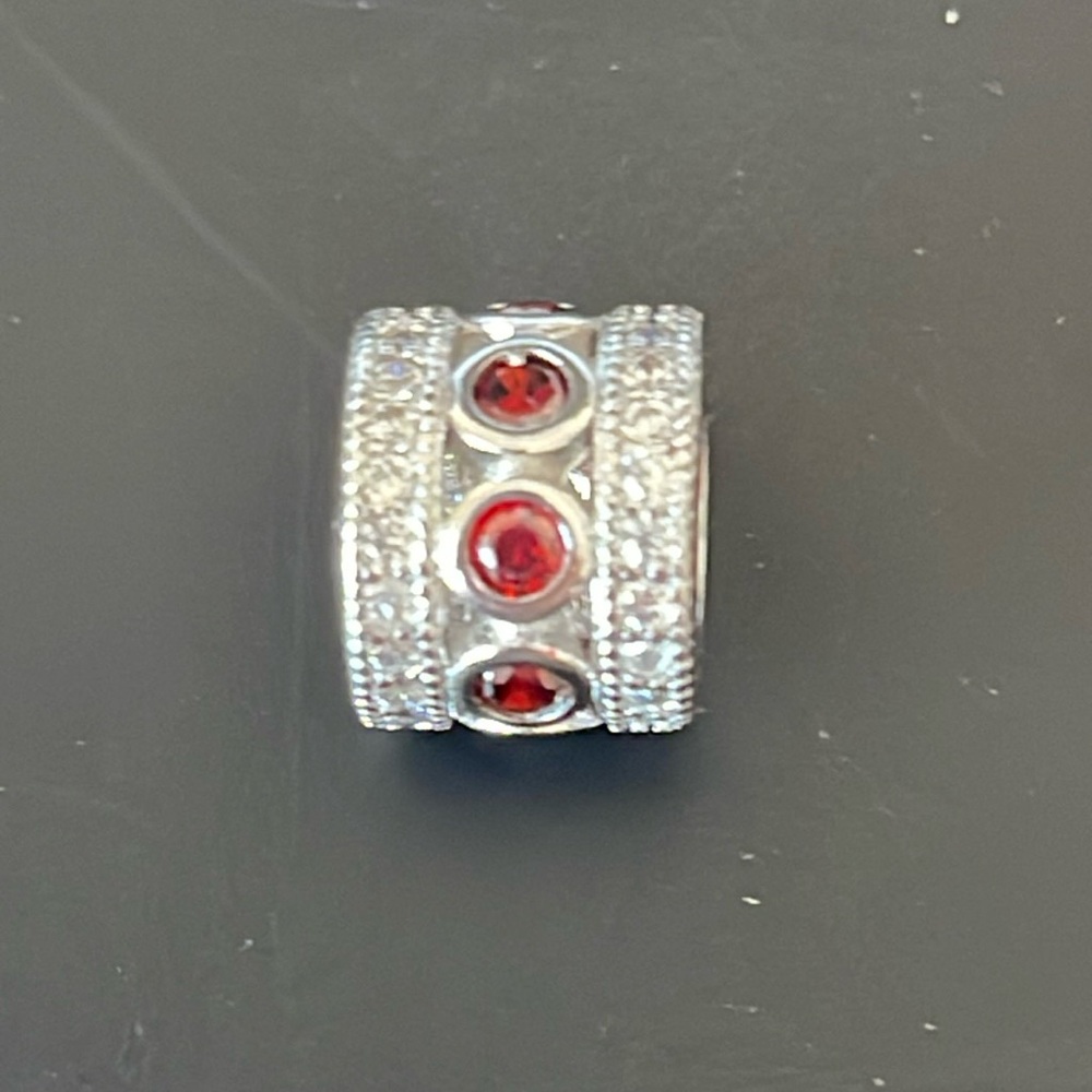 Charmed Memories Red & Clear CZ sterling silver compatible w/Pandora